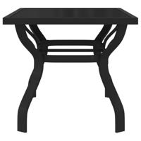 Tuintafel 140x70x70 cm staal en glas zwart - thumbnail