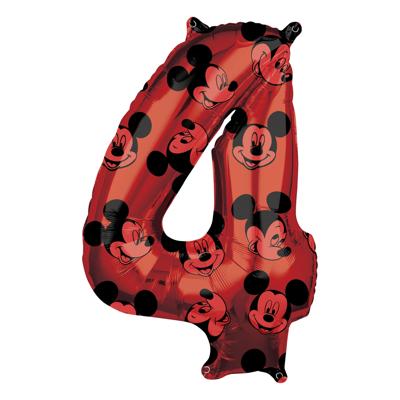 Folieballon Cijfer 4 Mickey Mouse Rood (66cm)