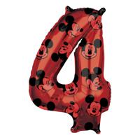 Folieballon Cijfer 4 Mickey Mouse Rood (66cm) - thumbnail