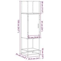 Hoge kast 35,5x35x139 cm bewerkt hout en metaal bruin eiken - thumbnail
