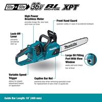 Makita DUC405Z Accu Kettingzaag 40cm 2x18V Basic Body - thumbnail
