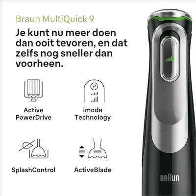 Braun MQ 9187XLI Staafmixer 1200 W Zwart