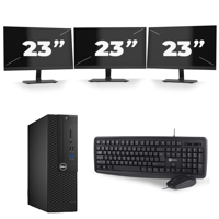 Dell Optiplex 3050 SFF - Intel Core i5-7e Generatie - 8GB RAM - 256GB SSD - Windows 11 + 3x 23 inch Monitor - thumbnail