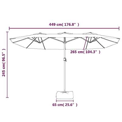 VidaXL Parasol dubbel dak 449x245 cm bordeauxrood