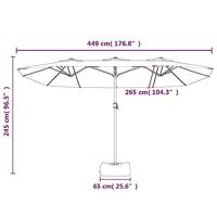 Parasol dubbel dak met LED 449x245 cm antracietkleurig - thumbnail