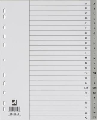 Q-CONNECT tabbladen, A4, PP, 11-gaatsperforatie, set van A-Z, 24 tabs, grijs