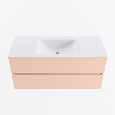MONDIAZ VICA 110cm badmeubel onderkast Rosee 2 lades. Wastafel CLOUD midden 1 kraangat, kleur Talc.