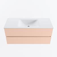 MONDIAZ VICA 110cm badmeubel onderkast Rosee 2 lades. Wastafel CLOUD midden 1 kraangat, kleur Talc. - thumbnail