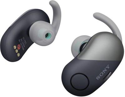 Sony WFSP700NB hoofdtelefoon/headset oorhaak, In-ear Zwart Bluetooth