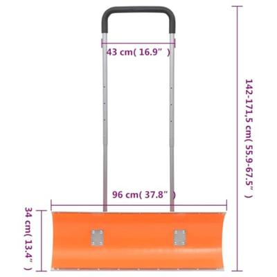 Sneeuwschep met uitschuifbaar handvat 96 cm bladstaal oranje - thumbnail