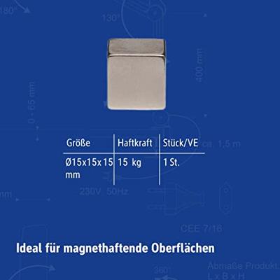 Maul Neodymium magneet (b x h x d) 15 x 15 x 15 mm Dobbelsteen Zilver 1 stuk(s) 6169396
