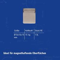 Maul Neodymium magneet (b x h x d) 15 x 15 x 15 mm Dobbelsteen Zilver 1 stuk(s) 6169396 - thumbnail