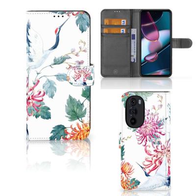 Motorola Edge 30 Pro | Telefoonhoesje | Met pasjeshouder | Bird Flowers