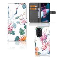 Motorola Edge 30 Pro | Telefoonhoesje | Met pasjeshouder | Bird Flowers - thumbnail