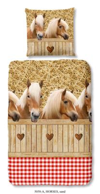 Good Morning Kinderdekbedovertrek "Haflinger paarden" - Zand - (135x200 cm) - Katoen