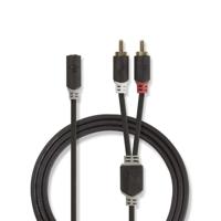 Nedis CABW22255AT02 Stereo Audiokabel 2x Rca Male - 3,5 Mm Female 0,2 M Antraciet - thumbnail