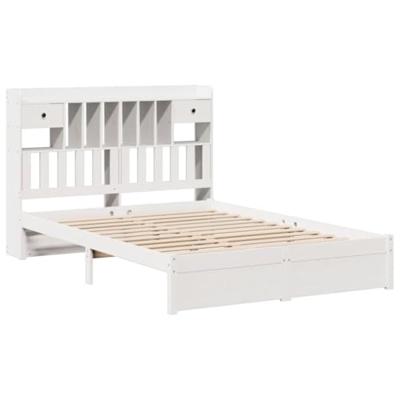 Bed met boekenkast zonder matras grenenhout wit 140x190 cm