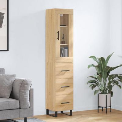 Hoge kast 34,5x34x180 cm bewerkt hout sonoma eikenkleurig