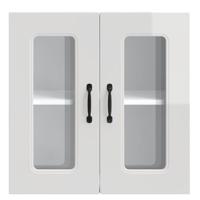 Keukenbovenkast met glazen deur Kalmar bewerkt hout hoogglanswit - thumbnail