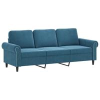 3-delige Loungeset met kussens fluweel blauw - thumbnail