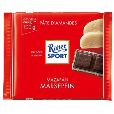 Chocolade Ritter Sport puur-marsepein 100gr | 12 stuks Chocolade Ritter Sport puur-marsepein 100gr | 12 stuks