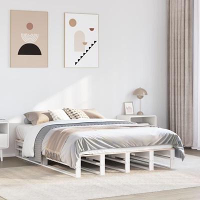 Bedframe zonder matras massief grenenhout wit 135x190 cm