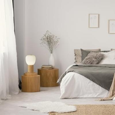 Searchlight Houten tafellampElla met wit glas - EU31410-1NA