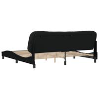 Bedframe zonder matras "Hvar" stof zwart 200x200 cm - thumbnail