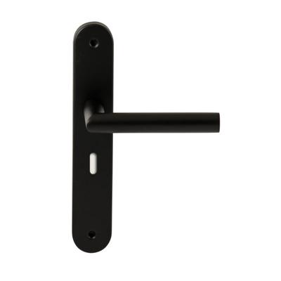 Hardbrass Deurkruk Toledo op ovaal langschild sleutelgat 56mm - zwart