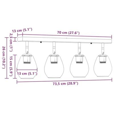 VidaXL Plafondspot zwart 73.5 x 13 x 26 cm glas en metaal