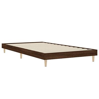 Bedframe bewerkt hout bruin eikenkleur 100x200 cm Bedframe bewerkt hout bruin eikenkleur 100x200 cm