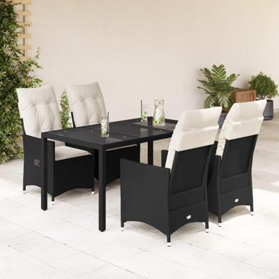 5-delige Tuinset met kussens poly rattan zwart 5-delige Tuinset met kussens poly rattan zwart