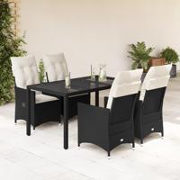 5-delige Tuinset met kussens poly rattan zwart - thumbnail