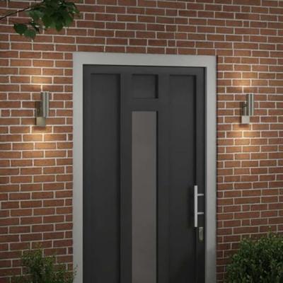 VidaXL Buiten wandlamp 2 pcs zilver 7 x 10 x 22 cm rvs en glas