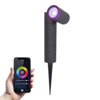 Pinero - Smart LED Prikspot - IP65 waterdicht - 5,5 Watt 345 Lumen - RGBWW - GU10 - Wifi + Bluetooth - IP65 Waterdicht - Bestuurbaar via app - Google Home, Amazon Alexa en Siri - Zwart - Tuinspots - thumbnail