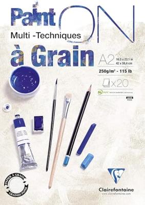 Clairefontaine Painton Mixmedia - Met Grain Blok - 250 gr - 20 Blad - Wit