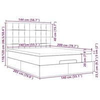 Ottoman bed met matrassen en LED's 140x200cm fluweel lichtgrijs - thumbnail