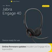 Jabra Engage 40 bedrade stereo headset met inline call control, noise cancelling-technologie en USB-C kabel - werkt met alle toonaangevende Unified Communication-platforms zoals Zoom, Unify - zwart - thumbnail