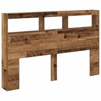 Hoofdbordkast met LED 160x17x102 cm oud hout - thumbnail