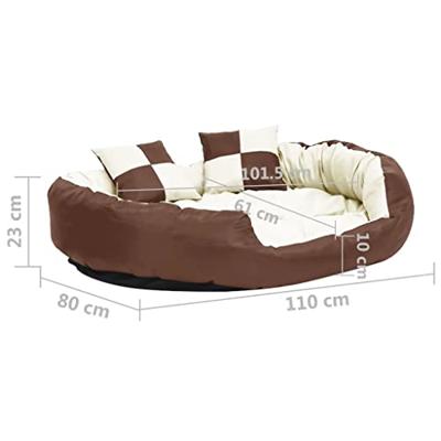 VidaXL Hondenkussen omkeerbaar en wasbaar 110x80x23 cm bruin en crème