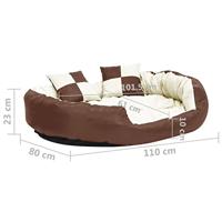 VidaXL Hondenkussen omkeerbaar en wasbaar 110x80x23 cm bruin en crème - thumbnail