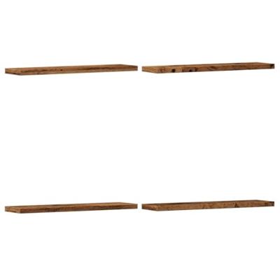 Wandschappen 4 st 40x10x1,5 cm bewerkt hout oud houtkleurig