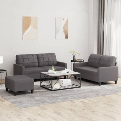 2-delige Loungeset met kussens kunstleer grijs - thumbnail