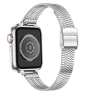Stainless steel slim fit bandje - Zilver - Geschikt voor Apple Watch 44mm / 45mm / 46mm / 49mm