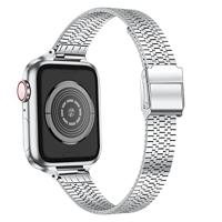 Stainless steel slim fit bandje - Zilver - Geschikt voor Apple Watch 38mm / 40mm / 41mm / 42mm - thumbnail
