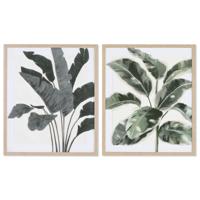 Schilderij Home ESPRIT Blad van een plant Scandinavisch 52,8 x 2,5 x 62,8 cm (2 Stuks) - thumbnail