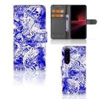 Telefoonhoesje met Naam Sony Xperia 1 III Angel Skull Blauw - thumbnail