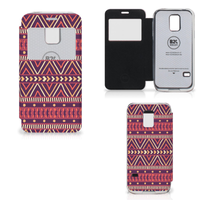 Samsung Galaxy S5 Mini Telefoon Hoesje Aztec Paars Samsung Galaxy S5 Mini Telefoon Hoesje Aztec Paars