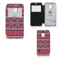 Samsung Galaxy S5 Mini Telefoon Hoesje Aztec Paars - thumbnail