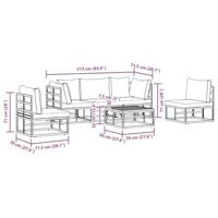 Tuinbankenset met kussen 6 pcs Zwart Aluminium - thumbnail
